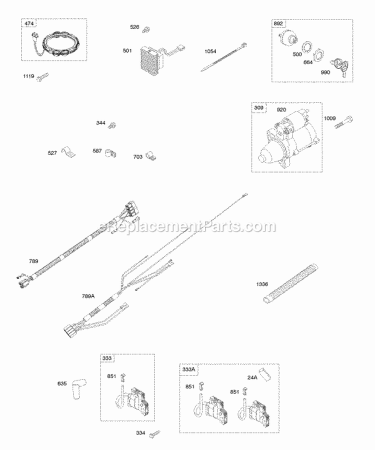 Wires Alternator Ignition Diagram and Parts List for 542477-0116-E1  Briggs and Stratton Engine